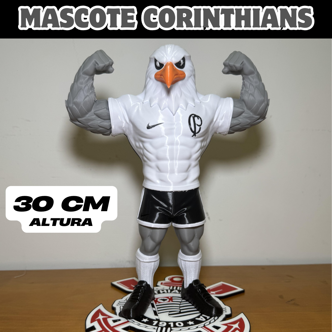 Mascote Corinthians 30cm 3D Decorativo Torcedor Timão Presente Criativo