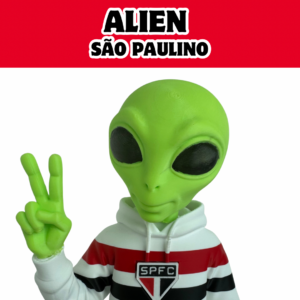 Boneco Alien São Paulo SPFC 28cm Torcedor Tricolor Colecionável Impressão 3D Decoração