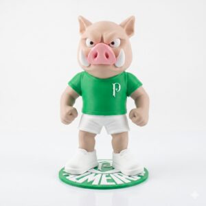 Boneco Mascote Porco Verdão 26cm Impressão 3D Colecionável