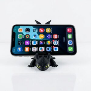 Suporte Celular Dragão Negro Impressão 3D Porta Celular Mesa
