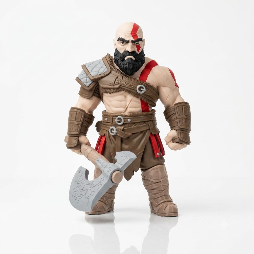 Boneco Guerreiro Espartano com Machado Nórdico — 30cm — Kratos