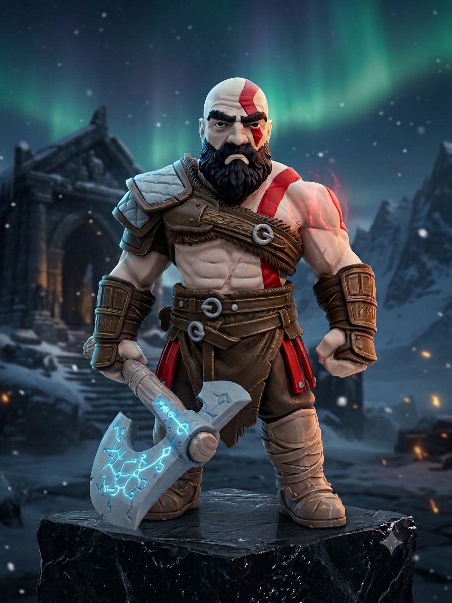Boneco Guerreiro Espartano com Machado Nórdico — 30cm — Kratos - Imagem 5