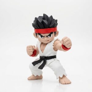 Boneco Ryu Street Fghter Chibi 19cm 3D Colecionável