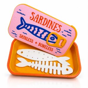 Porta Joias Lata de Sardinha 3D Tampa Deslizante Organizador