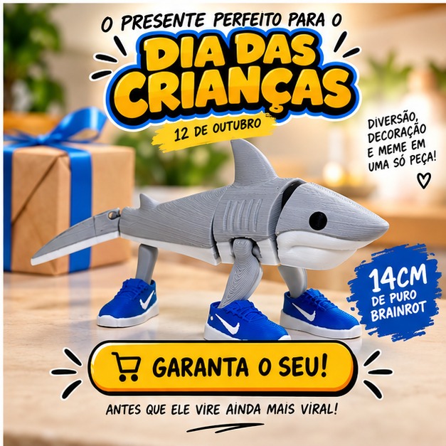 Tralalero Tralala Tubarão Tênis 14cm Impressão 3D Brainrot Meme - Imagem 4