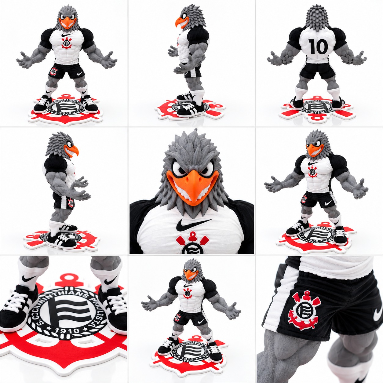 Gavião Mascote Timão 17cm Base Escudo Impressão 3D Colecionável - Imagem 5
