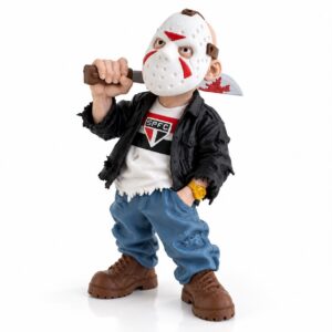 Boneco Jason Tricolor 15cm Facão Impressão 3D Colecionável Terror