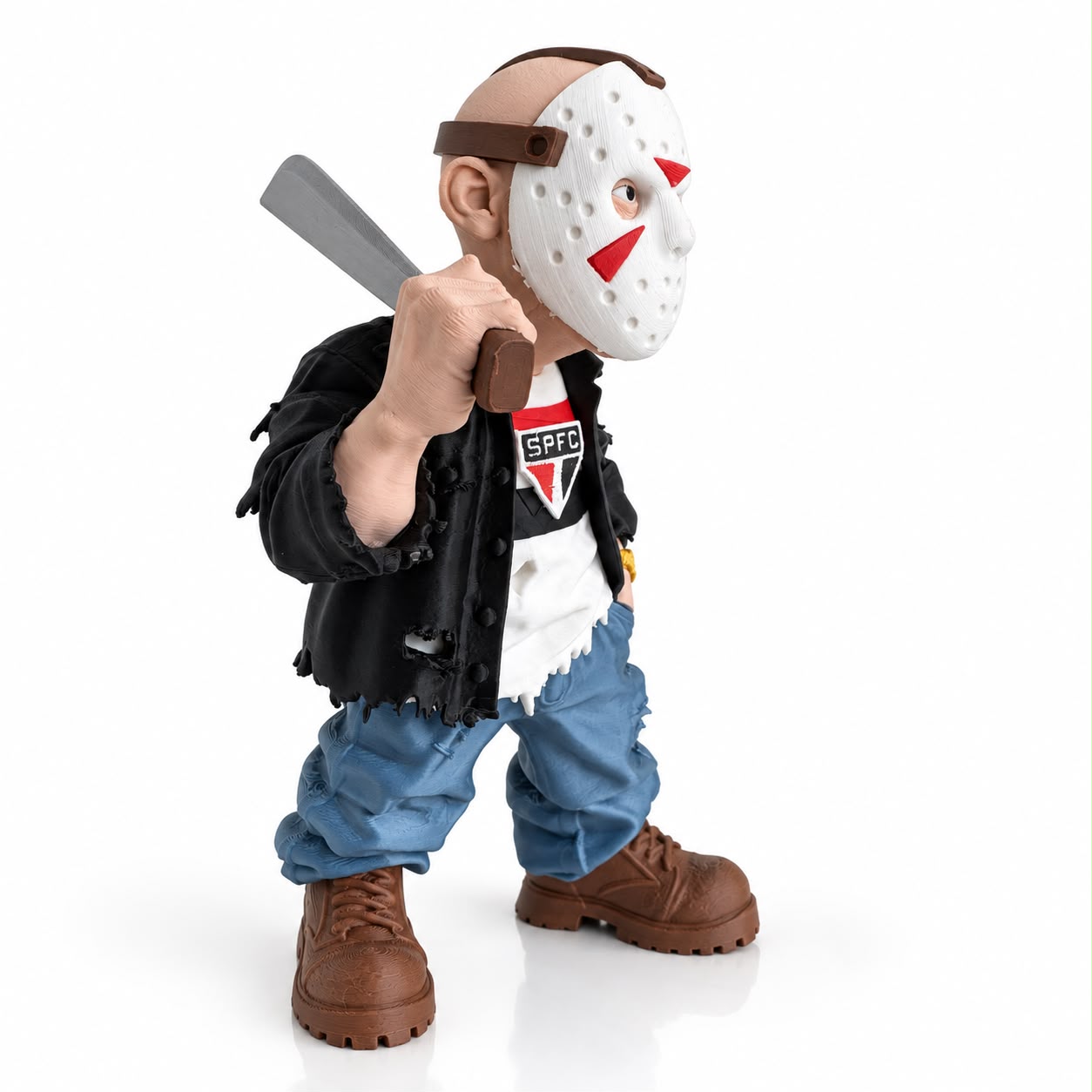 Boneco Jason Tricolor 15cm Facão Impressão 3D Colecionável Terror - Imagem 3