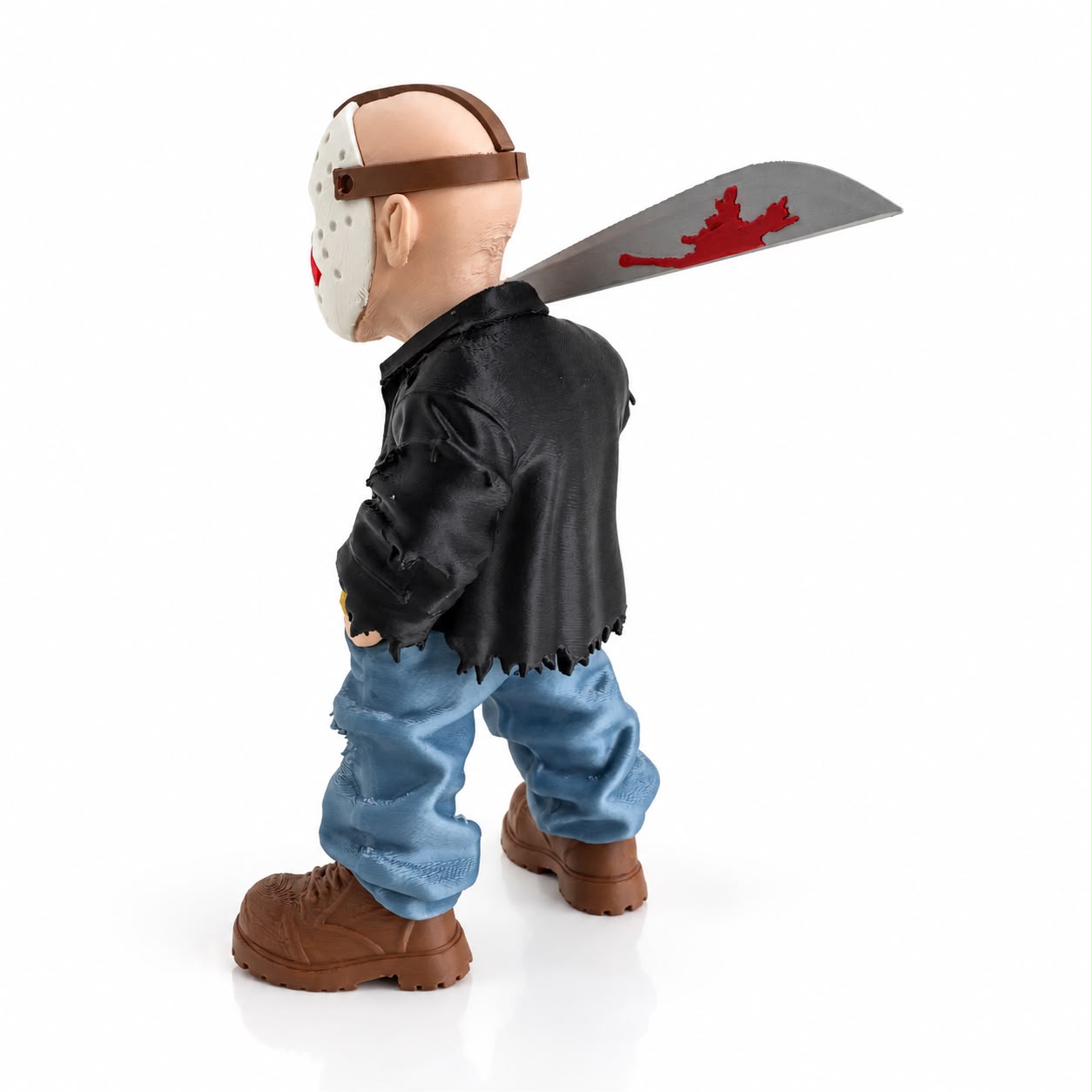 Boneco Jason Tricolor 15cm Facão Impressão 3D Colecionável Terror - Imagem 5
