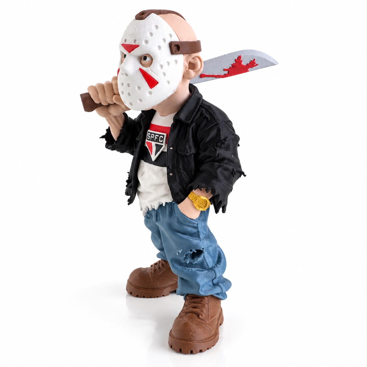 Boneco Jason Tricolor 15cm Facão Impressão 3D Colecionável Terror - Imagem 6