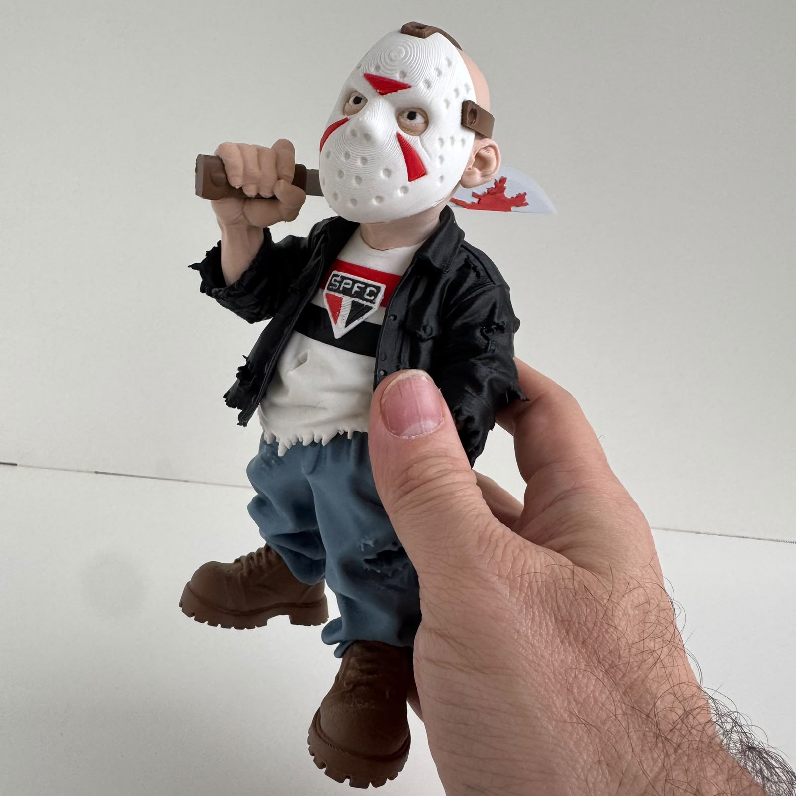 Boneco Jason Tricolor 15cm Facão Impressão 3D Colecionável Terror - Imagem 8