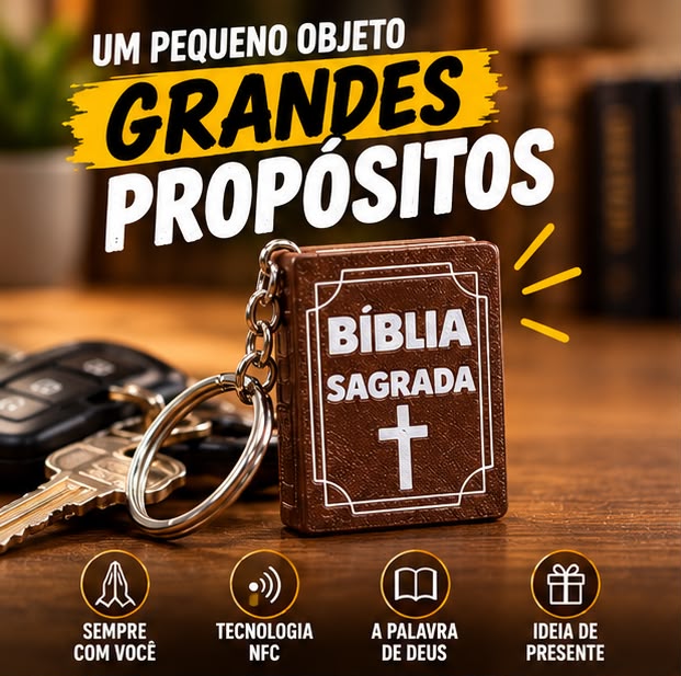 Chaveiro Bíblia Sagrada NFC Versículo Diário Impressão 3D Mini - Imagem 6