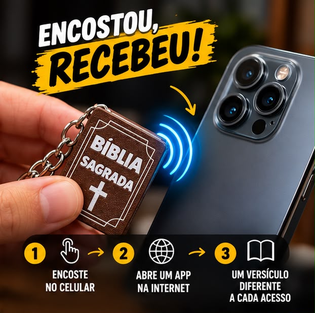 Chaveiro Bíblia Sagrada NFC Versículo Diário Impressão 3D Mini - Imagem 8