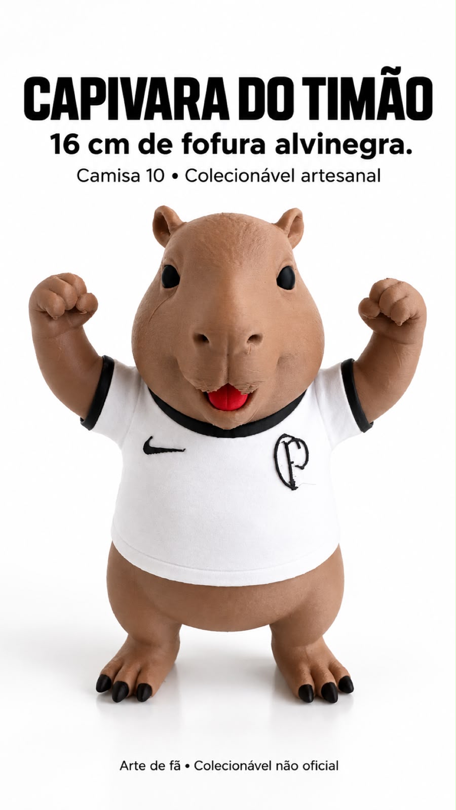 Capivara Corinthians Timão 16cm Camisa 10 Impressão 3D Boneco - Imagem 2