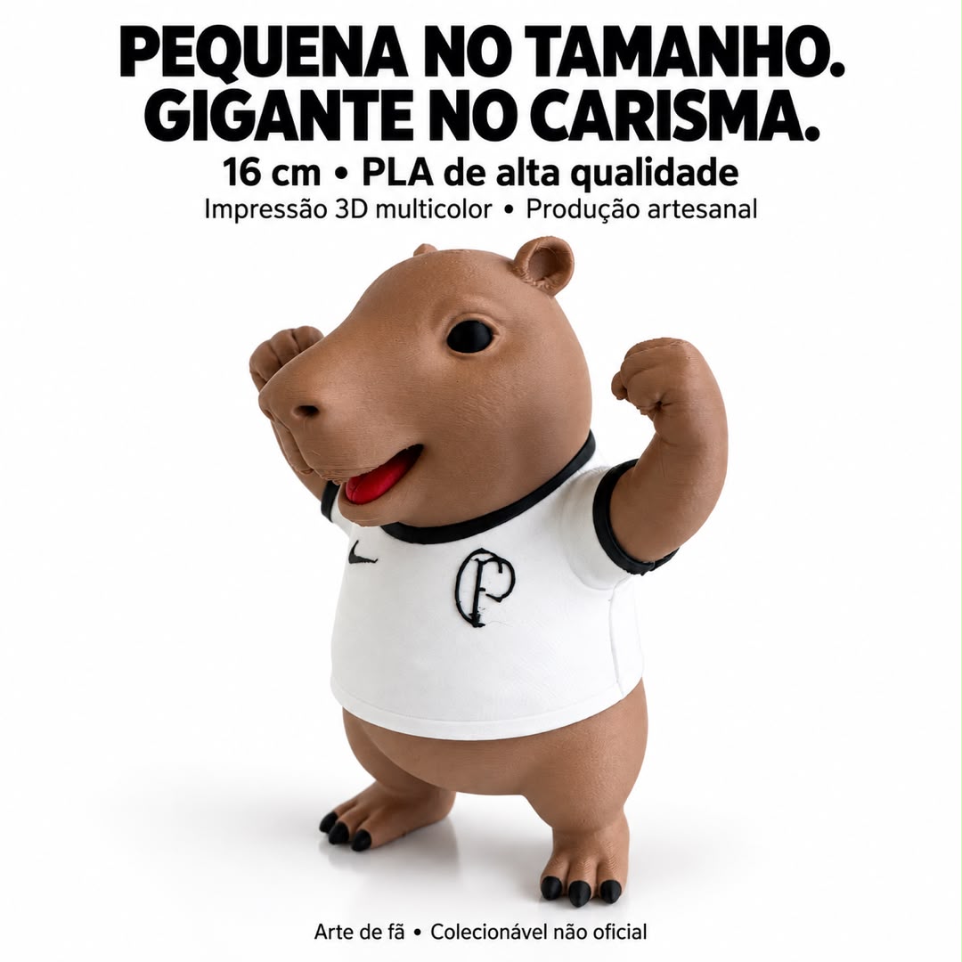 Capivara Corinthians Timão 16cm Camisa 10 Impressão 3D Boneco - Imagem 6