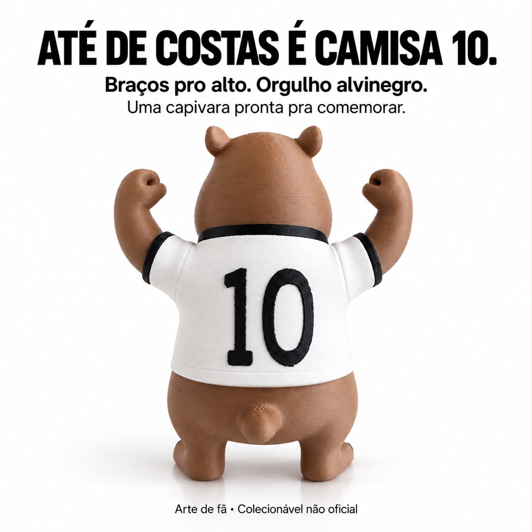 Capivara Corinthians Timão 16cm Camisa 10 Impressão 3D Boneco - Imagem 7