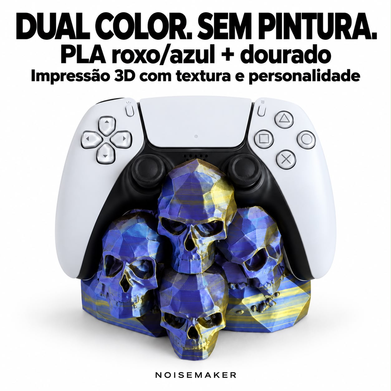 Suporte Controle PS5 Caveiras Dual Color Impressão 3D - Imagem 10